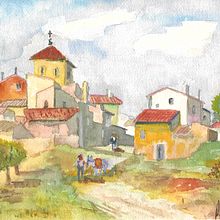 Pueblo español Ein Projekt aus dem Bereich Aquarellmalerei von Roberto Justo Robiolo - 21.08.2021