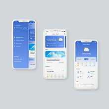 Cloudy - Weather Mobile App UI. Mobile Design, UX / UI, App Design, App Development, and Design project by Nischhal Subba - 07.29.2021
