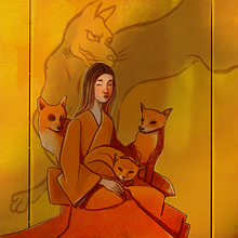 Kitsune. The japanese myth about women and foxes.. Un progetto di Illustrazione tradizionale, Belle arti e Illustrazione digitale di Gianluca Manna - 21.08.2021