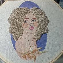 Meu primeiro projeto do curso: Criação de retratos bordados com aquarela. Projekt z dziedziny  Malarstwo, Malowanie akwarelą i  Haft użytkownika Rosi Alves - 21.08.2021