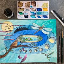 My project - before the digital makeover . Traditional illustration, Drawing, Watercolor Painting, and Editorial Illustration project by carri07 - 08.23.2021