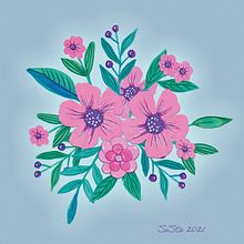Mein Kursprojekt: Blumenmusterdesign und -illustration. Traditional illustration, Painting, Pattern Design, Drawing, and Botanical Illustration project by Silvia Stangl - 08.23.2021
