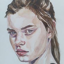 My project in Watercolor Portrait from a Photo course. Un projet de Illustration traditionnelle, Aquarelle , et Dessin de portrait de Roxana Tuff - 11.08.2021