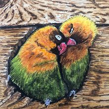 love birds. Fine Arts, Naturalistic Illustration, and Watercolor Painting project by John Keselyak - 08.25.2021