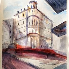 My project in Architectural Sketching with Watercolor and Ink course. Sketching, Drawing, Watercolor Painting, Architectural Illustration, Sketchbook & Ink Illustration project by christinelames_1 - 08.25.2021