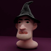 Mago con sombrero. 3D Modeling, 3D Character Design, 3D, and Sculpture project by César Ureña - 06.09.2021