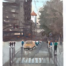 Meu projeto do curso: Paisagens urbanas em aquarela. Fine Arts, Watercolor Painting, and Architectural Illustration project by denize_rossi_pr - 08.26.2021