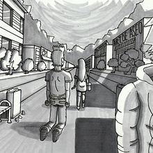 Escena: Un paseo por la ciudad. Mi Proyecto del curso: Fundamentos del dibujo de personas a partir de la imaginación   . Un proyecto de Ilustración tradicional, Bellas Artes, Bocetado, Dibujo a lápiz, Dibujo, Dibujo artístico y Dibujo anatómico de Pablo Cornejo Mejías - 21.08.2021