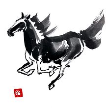 Horse Painting in Sumi-e Ein Projekt aus dem Bereich Traditionelle Illustration, Malerei und Kalligrafie von Regina Raycheva - 27.08.2021