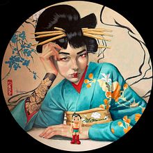 Proceso Geisha Astrogirl Fernando Vicente. Fine Arts, and Traditional illustration project by Fernando Vicente - 08.27.2021