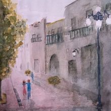 Walking to the light. Fine Arts, Watercolor Painting, and Architectural Illustration project by Claudia Leonela Valladares Millán - 08.26.2021