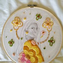Meu projeto do curso: Estampagem e bordado de retratos realistas. Embroider, and Fiber Arts project by Indira Peixoto - 09.25.2021