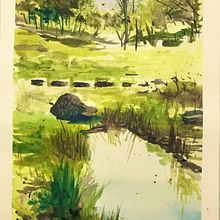 Meu projeto do curso: Criação de paisagem contemporânea em aquarela. Fine Arts, and Watercolor Painting project by Alberto Scorza - 08.29.2021