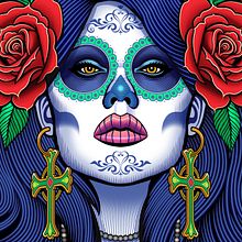 Flow N Roll "Sugar Skulls" rash guard illustration. Traditional illustration, Br, ing, Identit, Graphic Design, and Vector Illustration project by Matt Curtis - 06.26.2020