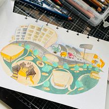 Meu projeto do curso: Sketchbook pictórico com guache Ein Projekt aus dem Bereich Traditionelle Illustration, Skizzenentwurf, Zeichnung, Architektonische Illustration, Sketchbook und Gouachemalerei von Margarida Pires - 02.09.2021