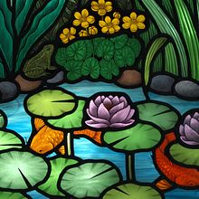 Apple Tree and Pond Stained Glass Window . Decorațiuni interioare de Flora Jamieson - 09.03.2021