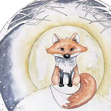 Moonlight Fox - Illustration . Ilustração tradicional, Pintura em aquarela, Ilustração com tinta, Papercraft, Design de produtos, e Publicidade projeto de Tracey Preston - 08.09.2021