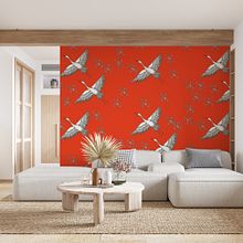 heron wallpaper. Un proyecto de Diseño, Ilustración tradicional, Diseño gráfico, Diseño de interiores, Pattern Design, Dibujo y Decoración de interiores de Fernanda Mogna Bagur - 08.09.2021
