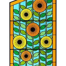 Contemporary Stained Glass Sunflower Window for a French Farmhouse . Decorațiuni interioare de Flora Jamieson - 09.09.2021