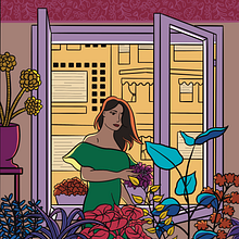 Mujer en ventana. Desenho, Design de iluminação, e Desenho digital projeto de Sara Palomo Campesino - 10.09.2021