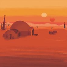 Tatooine. Desenho, Desenho digital, Ilustração digital e Ilustração tradicional projeto de Sara Palomo Campesino - 10.09.2021