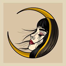 Ilustración creada para impresión en serigrafía titulada “La luna sabe lo que por ti lloré” . Ilustrație tradițională de Iván Hernández Acevedo - 03.18.2021