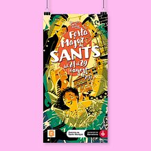 Fiesta Mayor de Sants. Un proyecto de Ilustración tradicional, Diseño gráfico, Diseño de carteles y Dibujo digital de Enrique Molina - 24.08.2021