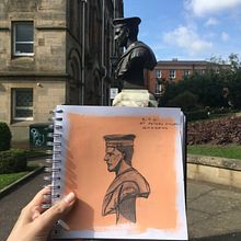 Recent urban sketches in my city, prior to starting Lapin's Urban Sketching Course. Un proyecto de Bocetado y Dibujo de Rebecca Ruff - 12.09.2021