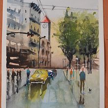 Mi Proyecto del curso: Paisajes urbanos en acuarela. Fine Arts, Watercolor Painting, and Architectural Illustration project by moniquetef - 09.12.2021