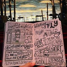 Illustrating and Lettering Song Lyrics to "Me and the Sky". Traditional illustration, Lettering, Drawing, Artistic Drawing, H, and Lettering project by Grace Frösén - 09.13.2021