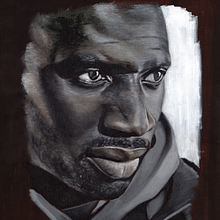 Omar Sy as Lupin. Artes plásticas, Ilustração tradicional, Design, Desenho de retrato, e Pintura a óleo projeto de Begoña Blázquez Parro - 01.07.2021