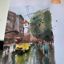 Mi Proyecto del curso: Paisajes urbanos en acuarela. Un proyecto de Pintura a la acuarela, Bellas Artes, Ilustración arquitectónica y Diseño de Matilda San Martin - 30.08.2021