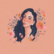 Meu projeto do curso: Retrato ilustrado com elementos botânicos. Un proyecto de Ilustración tradicional, Ilustración digital, Ilustración botánica y Dibujo digital de Gabriela Linhares de Alcântara - 14.09.2021