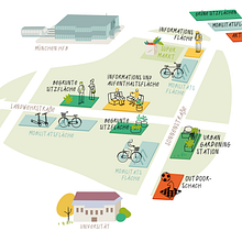Mapa ilustrado para a BMW Foundation e FreiRaum. Ilustração tradicional, e Design projeto de Louise Kanefuku - 14.09.2021