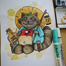Yokai-Tanuki. Un proyecto de Ilustración tradicional, Diseño, Diseño de personajes y Diseño editorial de Natalia Chico Soria - 29.08.2021