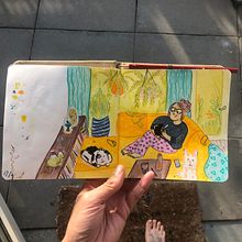 My project in Exploratory Sketchbook: Find Your Drawing Style course. Un progetto di Illustrazione tradizionale, Bozzetti, Creatività, Disegno, Pittura ad acquerello, Sketchbook e Pittura gouache di Linda van den Heuvel - 17.09.2021