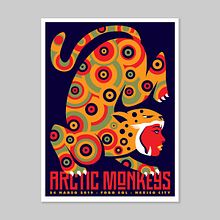 Arctic Monkeys - Screen printed gig poster. Design, Traditional illustration, Advertising, Marketing, Screen Printing, Pattern Design, Vector Illustration, Poster Design, Digital Illustration, and Digital Design project by Dan Stiles - 01.28.2019