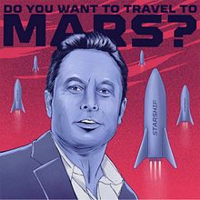 Vote Elon Musk for Mars president. Traditional illustration, Design, Character Design, and Graphic Design project by Eduardo Medina - 08.07.2021