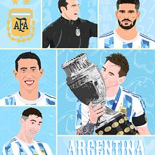 Selección Argentina - Copa América. Traditional illustration, Design, and Lettering project by Adrián Hakim - 09.18.2021