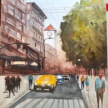 Mi Proyecto del curso: Paisajes urbanos en acuarela. Un projet de Beaux Arts, Aquarelle et Illustration architecturale de milaninov - 19.09.2021