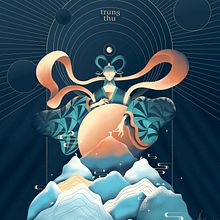 Full moon. Traditional illustration, Vector Illustration, Digital Illustration, and Editorial Illustration project by Phuc Anhn - 09.15.2021