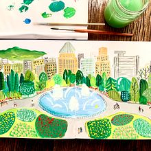 My project in Pictorial Sketchbook with Gouache course. Traditional illustration, Sketching, Drawing, Architectural Illustration, Sketchbook, and Gouache Painting project by Kaye Shu - 09.20.2021