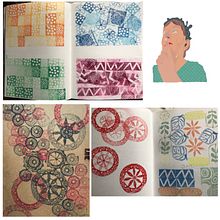 My project in Sketchbooking with Handmade Stamps course. Projekt z dziedziny Trad, c, jna ilustracja, Pattern design, Stemple i Sketchbook użytkownika bowcuttj - 21.09.2021