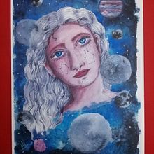 Tu eres mi universo. Un projet de Illustration traditionnelle, Beaux Arts, Peinture, Dessin, Aquarelle, Dessin de portrait , et Dessin artistique de Rosa Cintas Cardenas - 22.09.2021