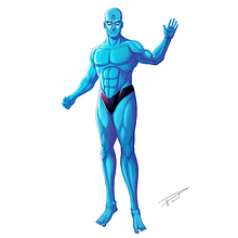 Dr Manhattan. Projekt z dziedziny Trad, c, jna ilustracja, Projektowanie postaci, Komiks, R, sunek ołówkiem, R i sunek anatomiczn użytkownika Victor Pacheco - 22.09.2021