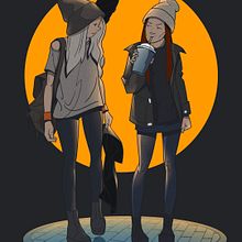 Skater Girls Moonlighting. Traditional illustration, Character Design, Comic, Digital Illustration, Digital Drawing, and Digital Painting project by Peter Wright - 09.22.2021