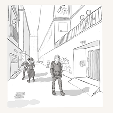 Back alley. Traditional illustration, Fine Arts, Sketching, Pencil Drawing, Drawing, Artistic Drawing, and Figure Drawing project by connor_theis - 09.23.2021