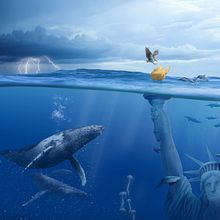 Underwater liberty. Photograph, Collage, Photo Retouching, Fine-Art Photograph, Photographic Composition, and Photomontage project by julien.monty - 09.24.2021