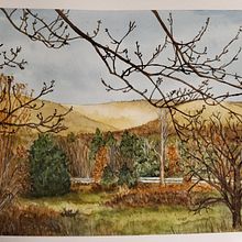 Catskill Mountain Farm Field. Painting, and Watercolor Painting project by Kate - 09.24.2021