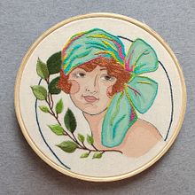 Meu projeto do curso: Criação de retratos bordados com aquarela. Painting, Watercolor Painting, and Embroider project by bethmmacedo - 09.25.2021
